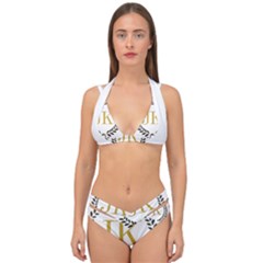 Jk Logo Square Double Strap Halter Bikini Set by Jeanskings