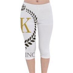 Jk Logo Square Velvet Capri Leggings  by Jeanskings