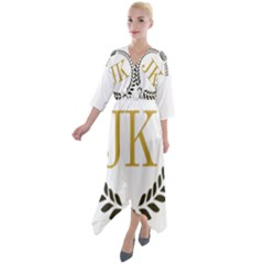 Jk Logo Square Quarter Sleeve Wrap Front Maxi Dress