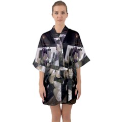 Tulips 1 1 Half Sleeve Satin Kimono  by bestdesignintheworld