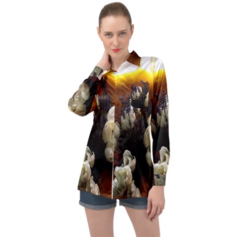 Tulips 1 2 Long Sleeve Satin Shirt by bestdesignintheworld