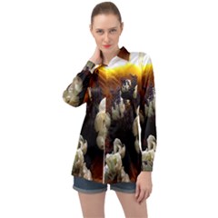 Tulips 1 2 Long Sleeve Satin Shirt