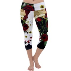 Roses 1 2 Capri Yoga Leggings by bestdesignintheworld