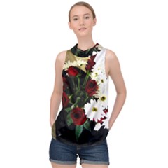 Roses 1 2 High Neck Satin Top by bestdesignintheworld