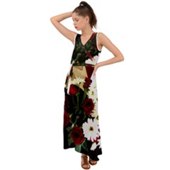 Roses 1 2 V-neck Chiffon Maxi Dress by bestdesignintheworld