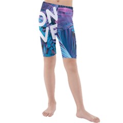 Neon Love Back Neon Love Front Kids  Mid Length Swim Shorts by Lovemore