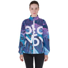 Neon Love Back Neon Love Front Women s High Neck Windbreaker by Lovemore