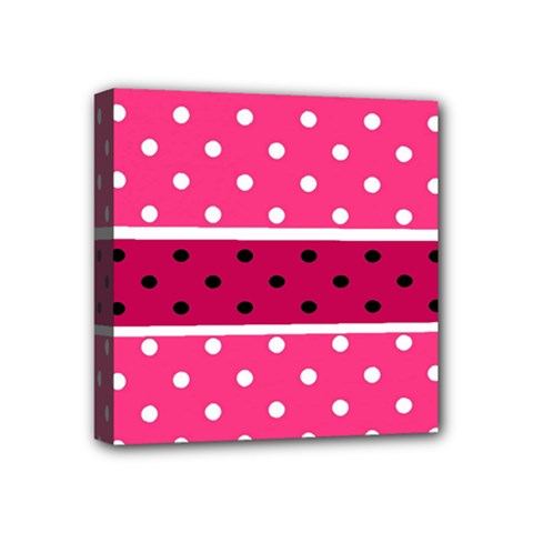 Polka Dots Two Times 2 Black Mini Canvas 4  X 4  (stretched) by impacteesstreetwearten