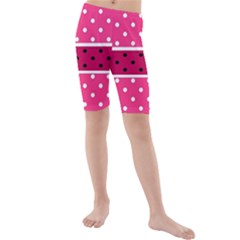 Polka Dots Two Times 2 Black Kids  Mid Length Swim Shorts