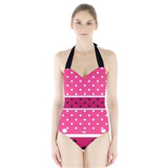 Polka Dots Two Times 2 Black Halter Swimsuit by impacteesstreetwearten