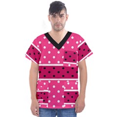 Polka Dots Two Times 2 Black Men s V-neck Scrub Top