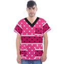 Polka Dots Two Times 2 Black Men s V-Neck Scrub Top View1