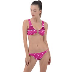 Polka Dots Two Times 2 Black Ring Detail Crop Bikini Set