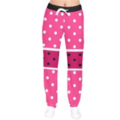 Polka Dots Two Times 2 Black Women Velvet Drawstring Pants