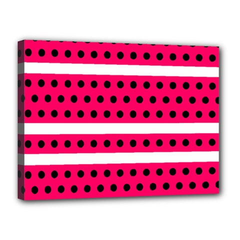 Polka Dots Two Times 3 Black Canvas 16  X 12  (stretched) by impacteesstreetwearten