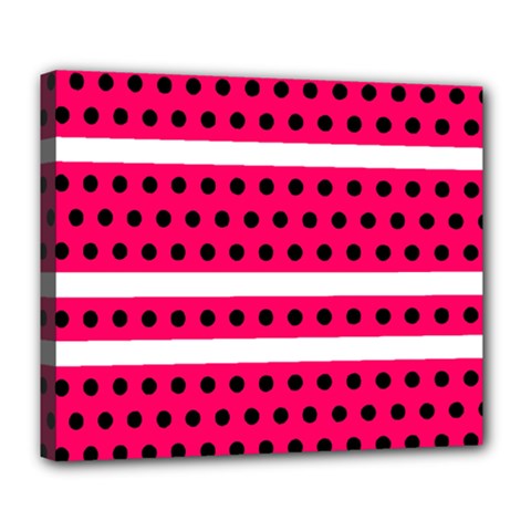 Polka Dots Two Times 3 Black Deluxe Canvas 24  X 20  (stretched) by impacteesstreetwearten