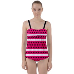 Polka Dots Two Times 3 Black Twist Front Tankini Set by impacteesstreetwearten