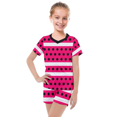 Polka Dots Two Times 3 Black Kids  Mesh Tee And Shorts Set by impacteesstreetwearten