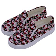 Vintage Hippie Girl Pattern Pnk Kids  Canvas Slip Ons by snowwhitegirl