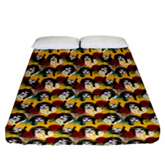 Vintage Hippie Girl Pattern Yellow Fitted Sheet (queen Size) by snowwhitegirl