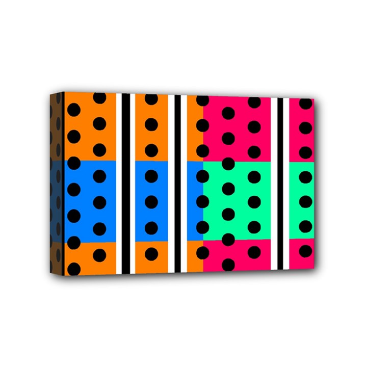 Polka Dots Two Times 5 Black Mini Canvas 6  x 4  (Stretched)