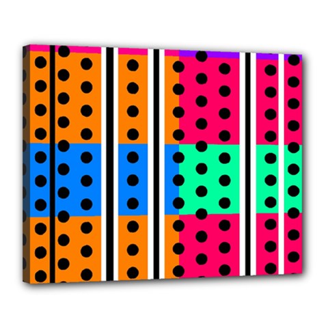 Polka Dots Two Times 5 Black Canvas 20  X 16  (stretched) by impacteesstreetwearten