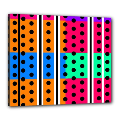 Polka Dots Two Times 5 Black Canvas 24  X 20  (stretched) by impacteesstreetwearten