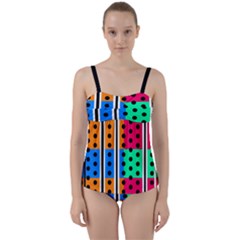 Polka Dots Two Times 5 Black Twist Front Tankini Set by impacteesstreetwearten