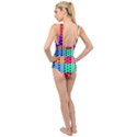 Polka Dots Two Times 5 Black Cross Front Low Back Swimsuit View2