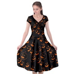 Jack O Lanterns Cap Sleeve Wrap Front Dress by bloomingvinedesign