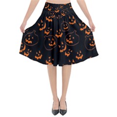 Jack O Lanterns Flared Midi Skirt by bloomingvinedesign