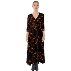 Jack O Lanterns Button Up Boho Maxi Dress by bloomingvinedesign