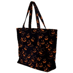 Jack O Lanterns Zip Up Canvas Bag by bloomingvinedesign