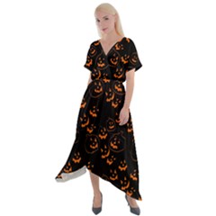 Jack O Lanterns Cross Front Sharkbite Hem Maxi Dress by bloomingvinedesign