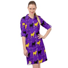 Elegant Pugs Long Sleeve Mini Shirt Dress by ElegantGP