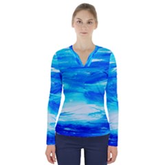 Sky 1 1 V-neck Long Sleeve Top