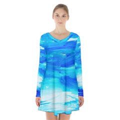 Sky 1 1 Long Sleeve Velvet V-neck Dress by bestdesignintheworld