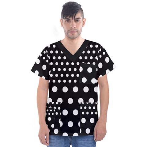 Polka Dots Two Times 11 Black Men s V-neck Scrub Top by impacteesstreetwearten