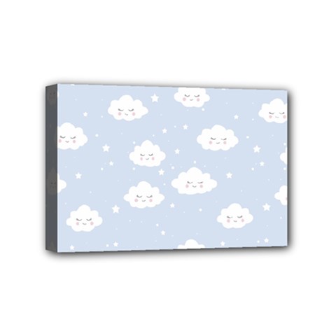 Kawaii Cloud Pattern Mini Canvas 6  X 4  (stretched) by Valentinaart