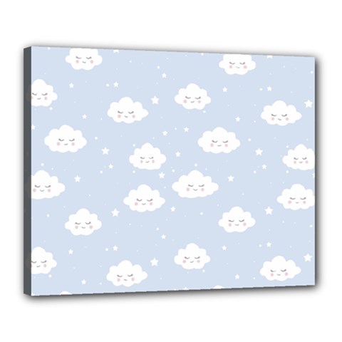 Kawaii Cloud Pattern Canvas 20  X 16  (stretched) by Valentinaart