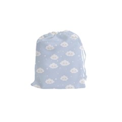 Kawaii Cloud Pattern Drawstring Pouch (small) by Valentinaart