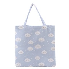 Kawaii Cloud Pattern Grocery Tote Bag by Valentinaart