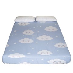 Kawaii Cloud Pattern Fitted Sheet (queen Size) by Valentinaart