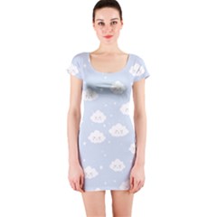 Kawaii Cloud Pattern Short Sleeve Bodycon Dress by Valentinaart