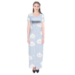 Kawaii Cloud Pattern Short Sleeve Maxi Dress by Valentinaart