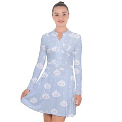 Kawaii Cloud Pattern Long Sleeve Panel Dress by Valentinaart