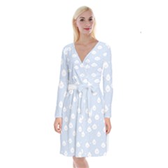 Kawaii Cloud Pattern Long Sleeve Velvet Front Wrap Dress by Valentinaart