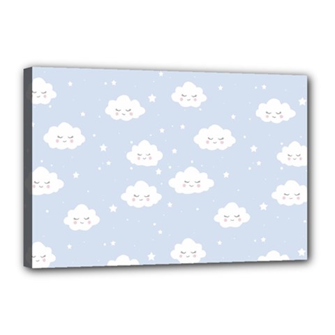 Kawaii Cloud Pattern Canvas 18  X 12  (stretched) by Valentinaart