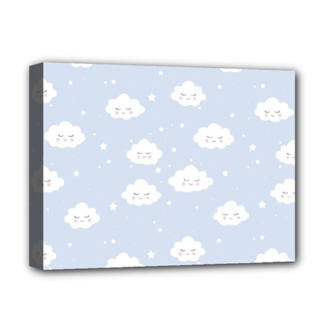 Kawaii Cloud Pattern Deluxe Canvas 16  X 12  (stretched)  by Valentinaart