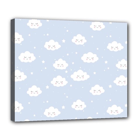 Kawaii Cloud Pattern Deluxe Canvas 24  X 20  (stretched) by Valentinaart